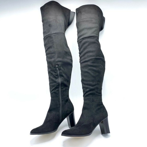 NEW Olivia Miller Boots Textile Block High Heel 9 - Picture 3 of 8
